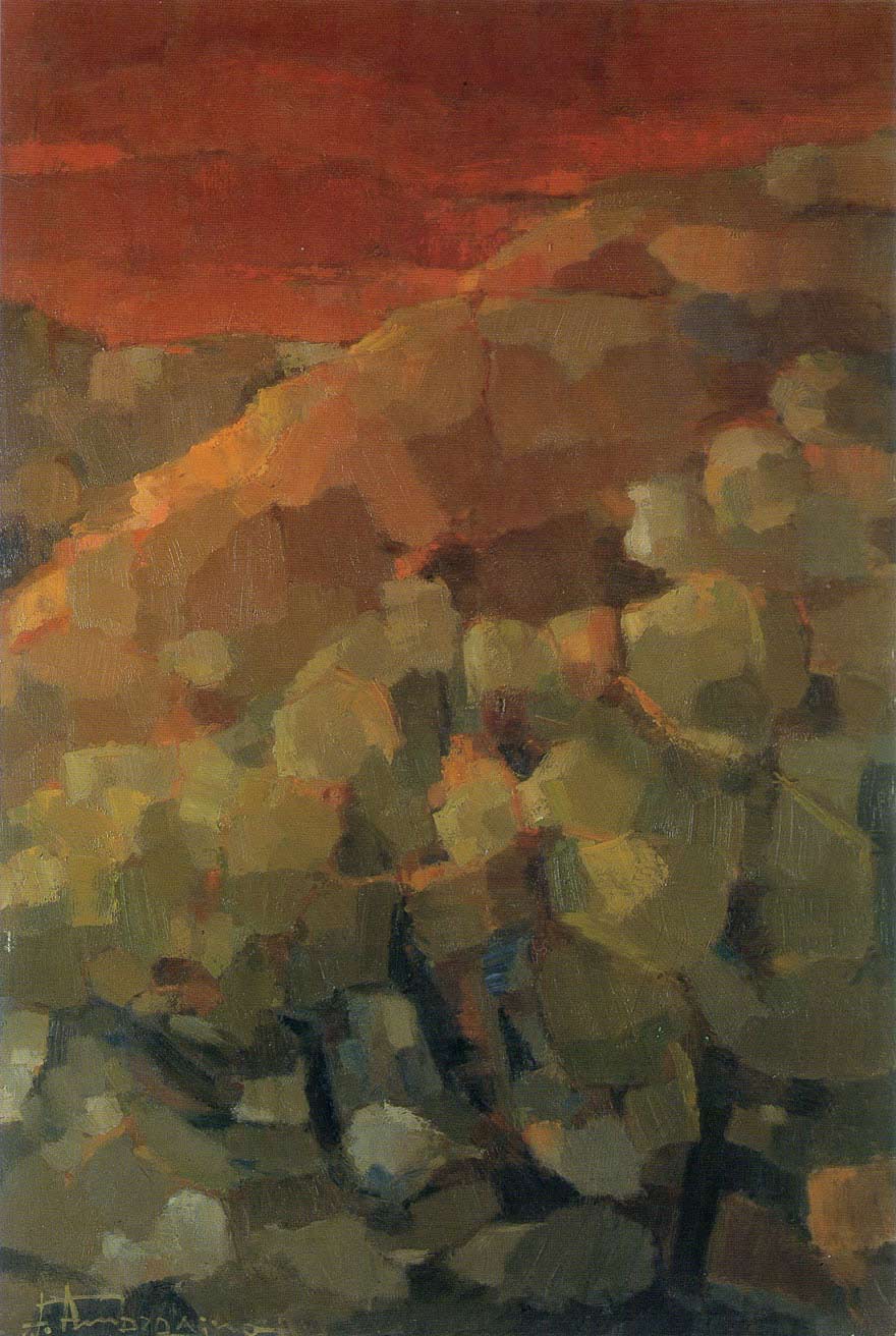 Tufi-al-tramonto-oil-on-canvas-(60x90cm)-1968